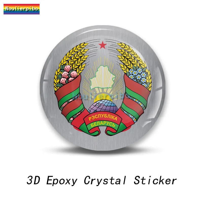 3D Dome Sticker Belarus Flag National Emblem Shield Car Motorcycle Helmet Laptop Vinyl Waterproof Stereo epoxy resin Sticker