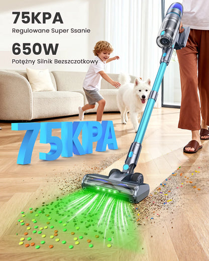Homore NH007 650W/75KPA Powerful Cordless Vacuum Cleaner with LED Ambient Light, Smart Suction and Self-Standing Design