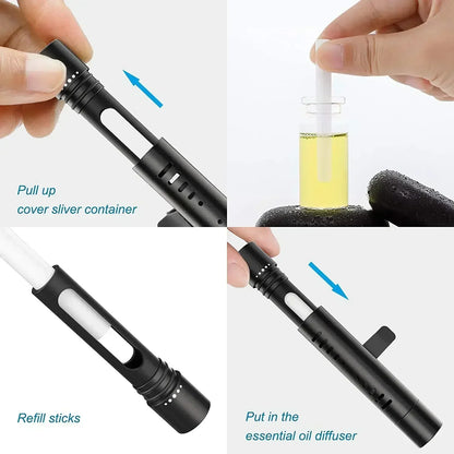 Car Fragrance Custom Vent Clip Cylindrical Essential Oil Car Diffuser Vent Clip with 10 Refill Sticks for Auto Office Kitchen