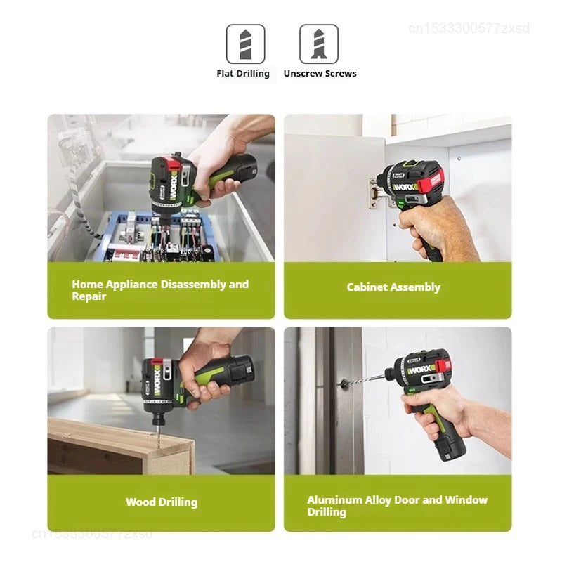 Worx WU139 Cordless Driver Drill Brushless Electric Impact Screwdriver Rechargeable Metal Chuck High Torque DIY Power Tools