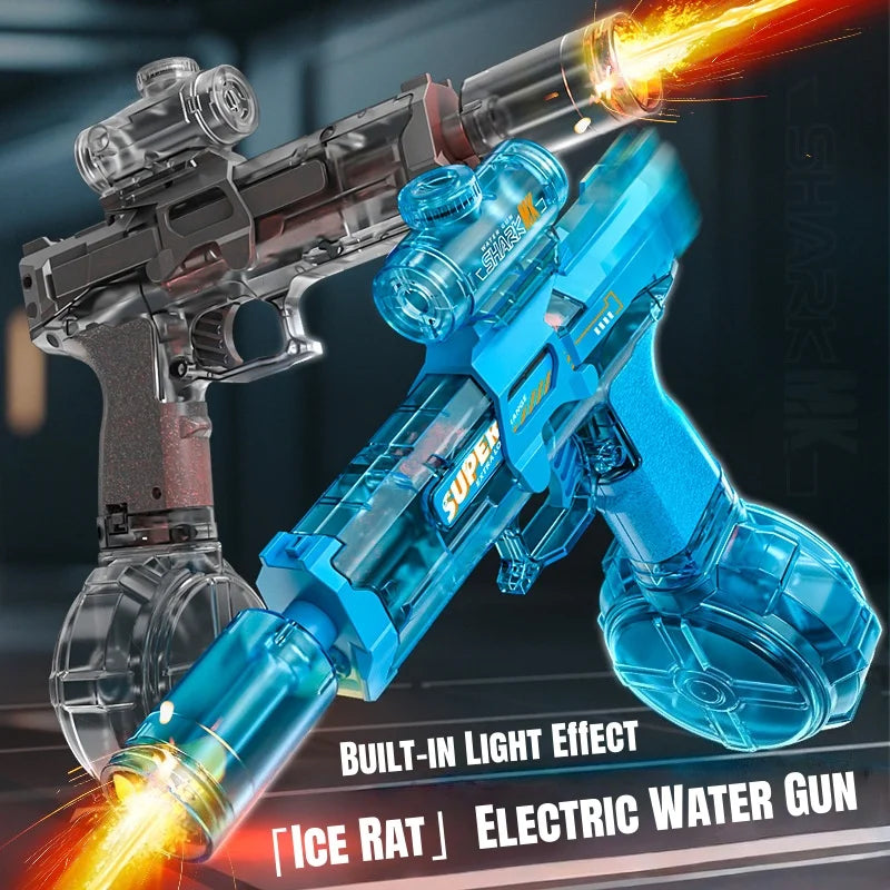 Children Electric Water Gun Simulated Firing Automatic Water Blasters with Led Light Summer Outdoor Beach Pool Shooting Game Toy