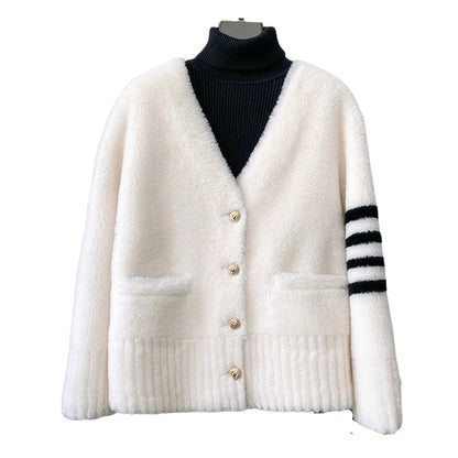 CT152 PDUI Women Real Wool Fur Coat Winter Warm Female Girl Sheep Shearing Jacket Parka OverCoat