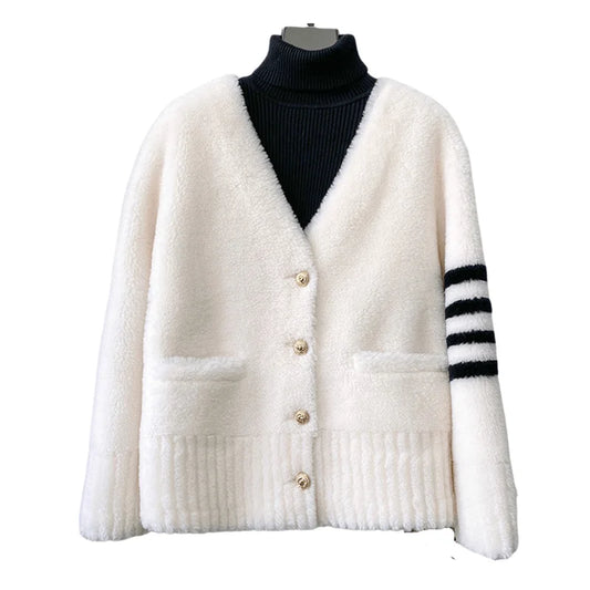 CT152 PDUI Women Real Wool Fur Coat Winter Warm Female Girl Sheep Shearing Jacket Parka OverCoat