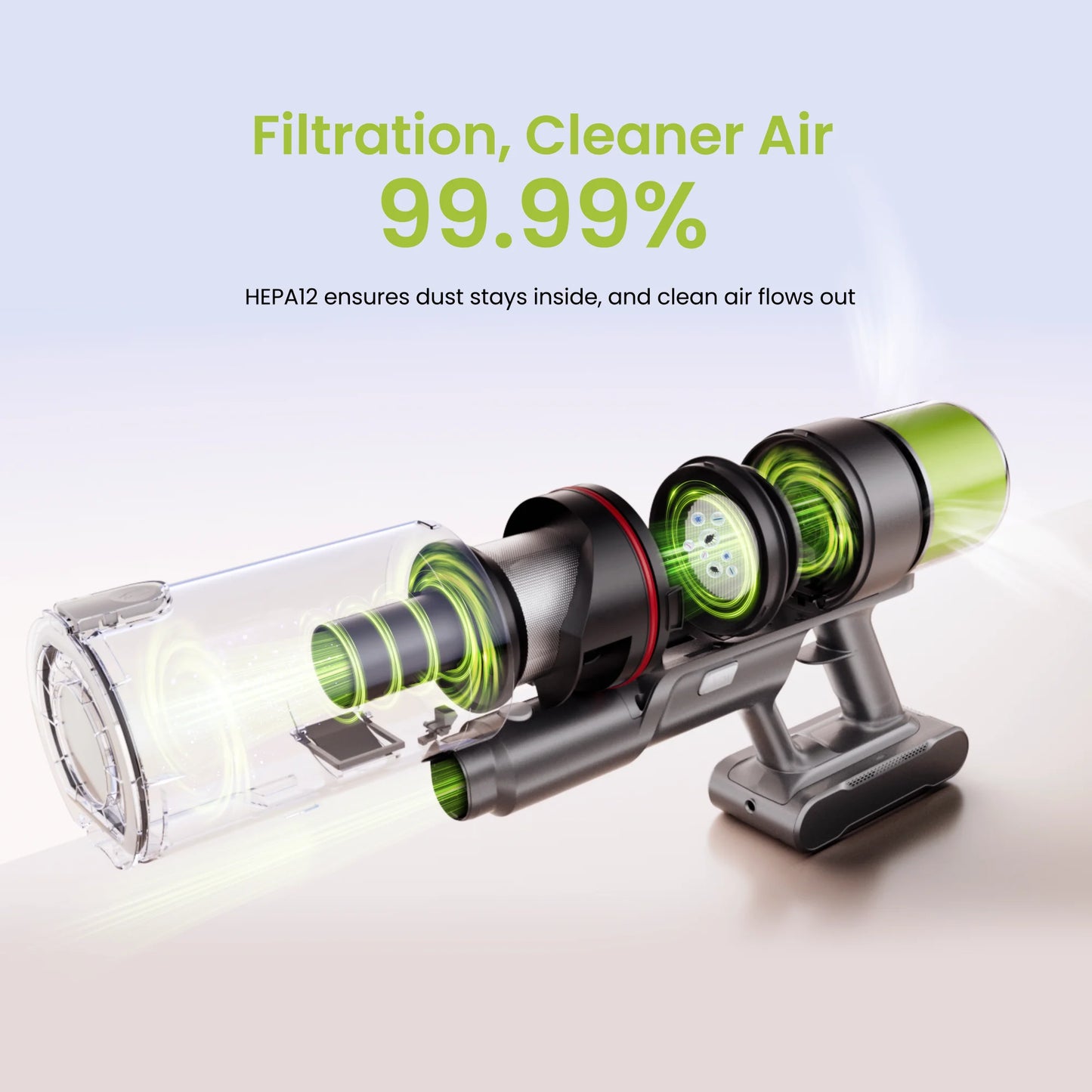 SmartAI V6 80Mins Cordless Vacuum Cleaner 65KPA 650W Powerful Suction Vacuum, 24000mAh Big Battery Vacuum Cleaner