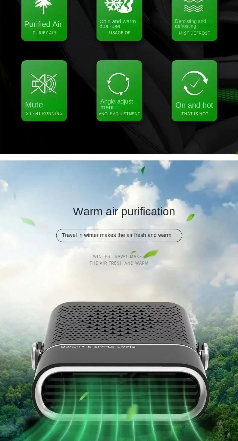 200W Electric Heater Fan 12V/24V Car Heater Cooling Heating Fan Windshield Demister Defroster Car Supplies Car Anti-Fog Heater