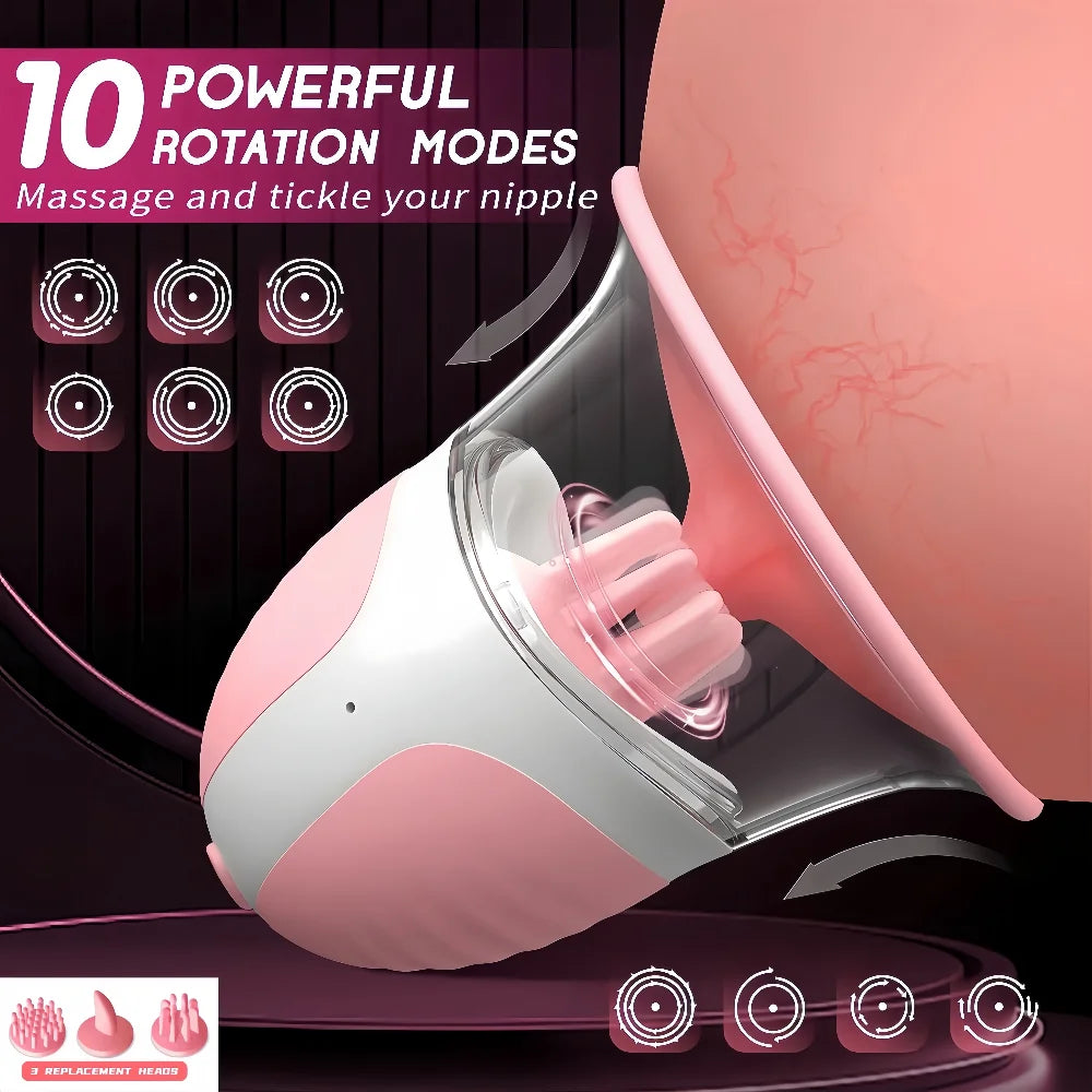 Breast Massage Nipple Sucking Vibrator  10 Vibration Rotation Modes Strong Manual Sucking Stimulator  Female Breast Stimulator