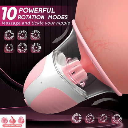 Breast Massage Nipple Sucking Vibrator  10 Vibration Rotation Modes Strong Manual Sucking Stimulator  Female Breast Stimulator