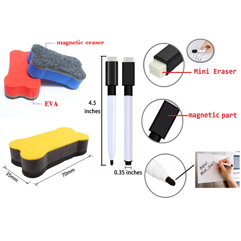 A4 Size Magnetic Whiteboard Vinyl Fridge Dry Erase White Board Refrigerator Magnet Note Flexible Remind Message Boards