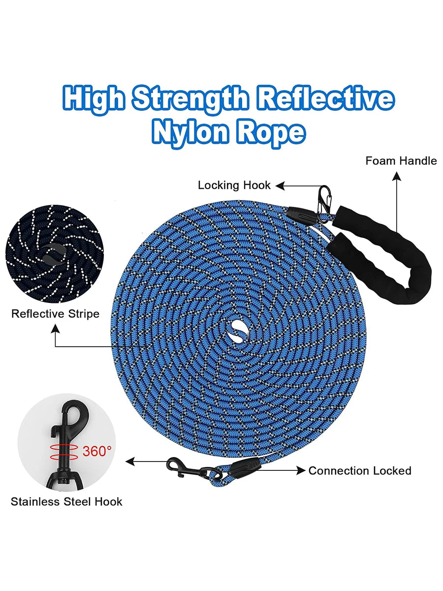 Dog Training Lead, Long Dog Lead 1.5M/2M/3M, Long Rope with Padded Handle for Small, Medium/Large Dog