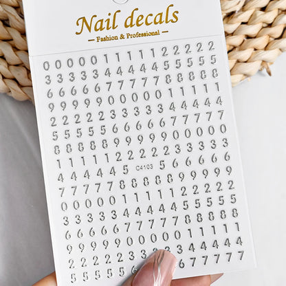 1Pc 3D Roman Letter Nail Stickers Gold/Silver/Black/Laser Alphabet Self Adhesive Decal Y2K English Words/Number Manicure Sliders
