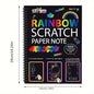 50 pcs Scratch Paper Kids Rainbow Magic Scratch Off Paper Sheets Art Craft Kit Black Note Paper Drawing Pads with Stencils