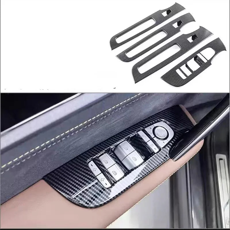 LHD For BYD Tang  EV DMI 2022-2024 ABS carbon Car Style Interior Front Rear Air Vent Outlet Cover Gear Window Control Pane