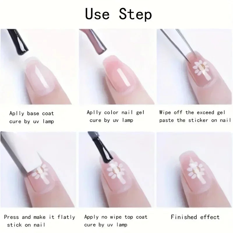 Fantasy Heart & Kiss Print Nail Art Stickers - Self-Adhesive, Matte Finish Decals for Easy DIY Manicures, Single Use