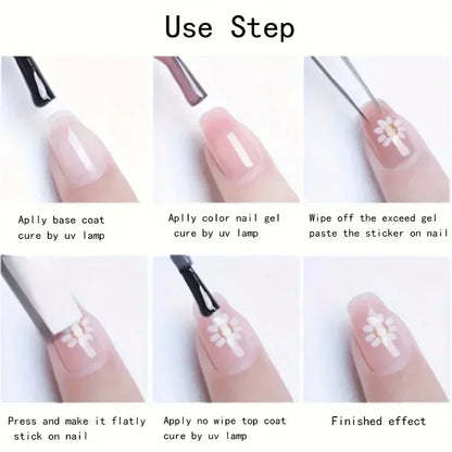 Fantasy Heart & Kiss Print Nail Art Stickers - Self-Adhesive, Matte Finish Decals for Easy DIY Manicures, Single Use