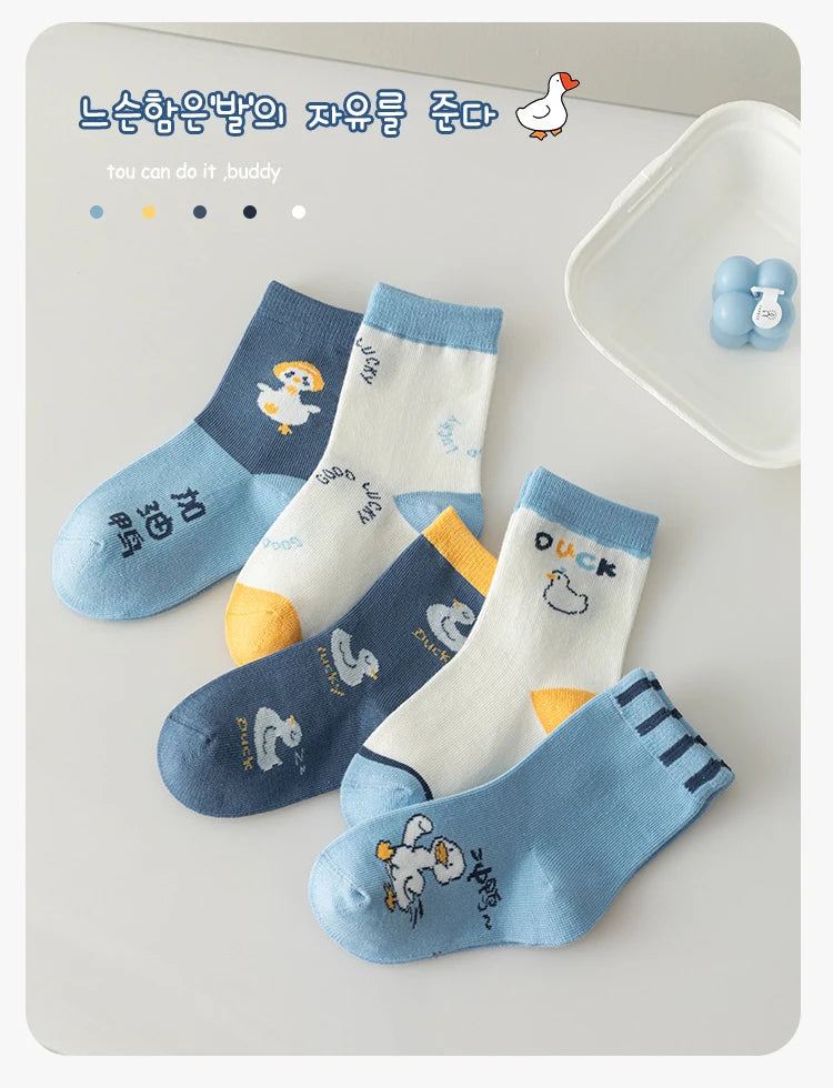 5 Pairs Kids Boys Girls Socks Children Baby Toddler Sport Socks School Students Spring Autumn Soft Cotton Fashion Mid Tube Socks