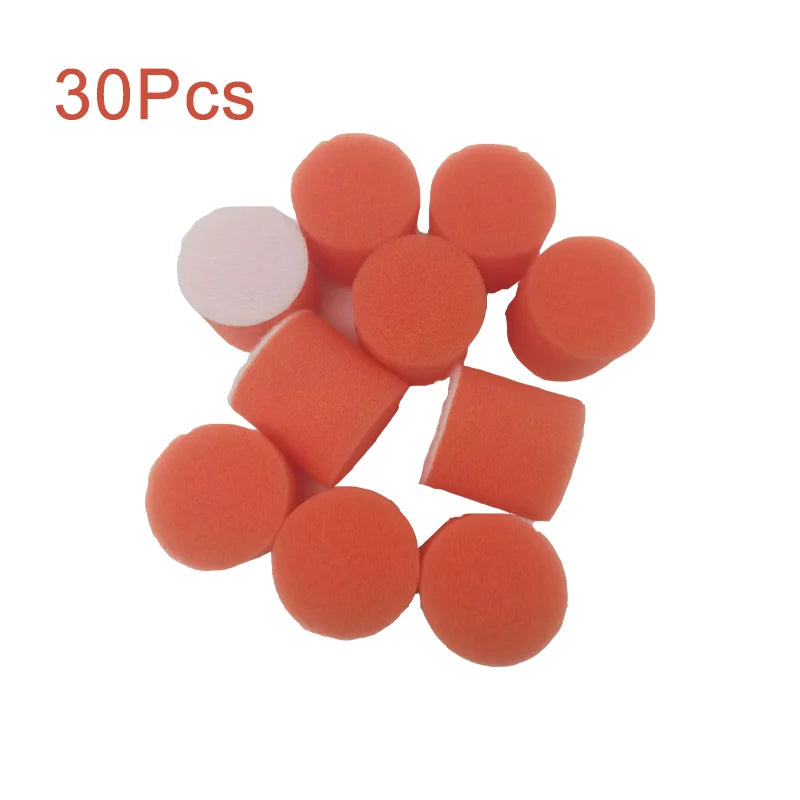 1 Inch Mini Sponge Buffing Polishing Pad Kit 30 Pcs Various Colors for Automotive Hub Polisher Attachment Detailing Sealing Wax