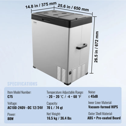 SucceBuy 8L to 75L Car Refrigerator Fridge Portable Icebox Single&Dual Zone w/Blue Tooth Temp Adjustable for Outdoor Camping RV