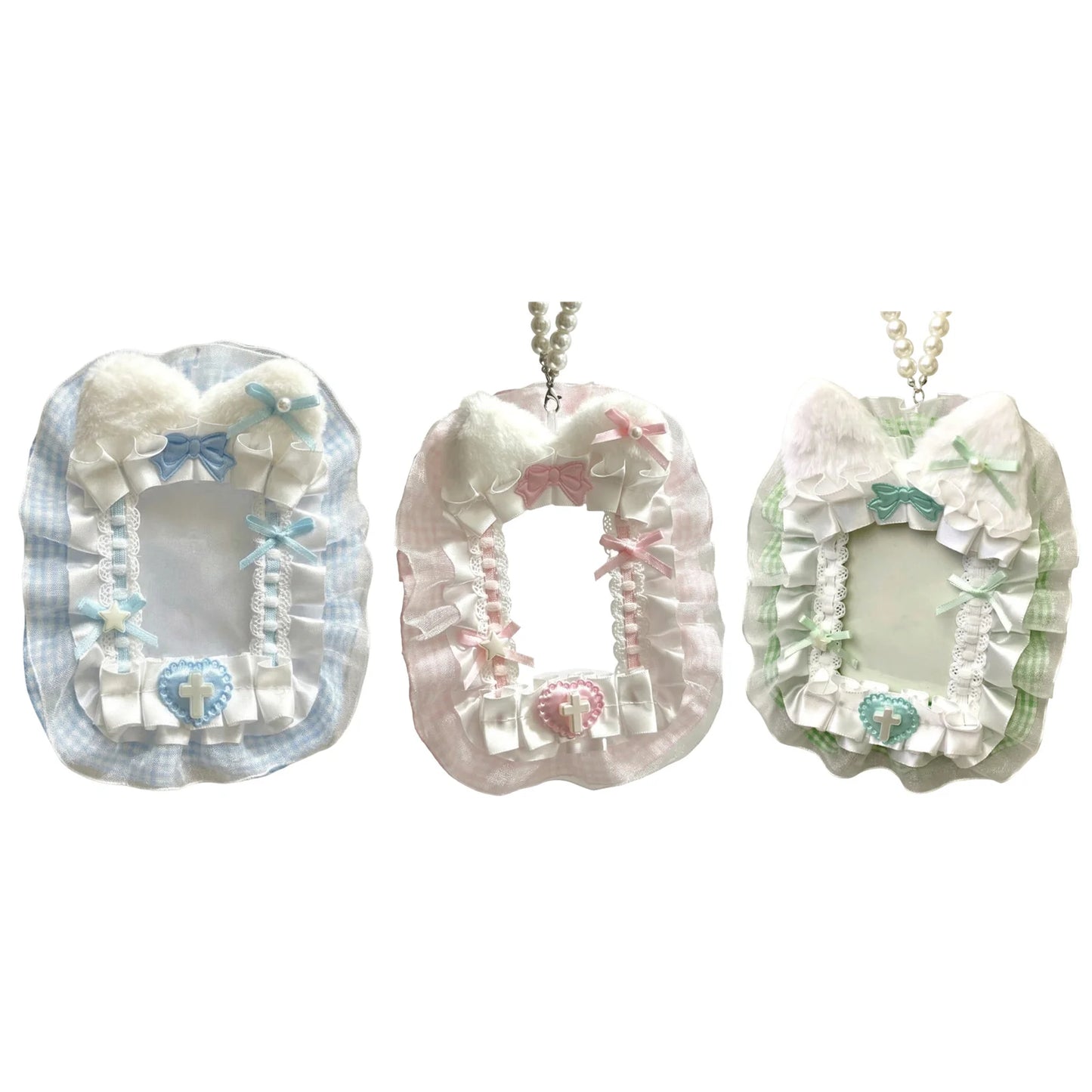 Creative Angel-Wings Card Holder Lace Bowknot Decor Student Card Storage Protective Cover Korean Fans Photocard Holder Bag Pen