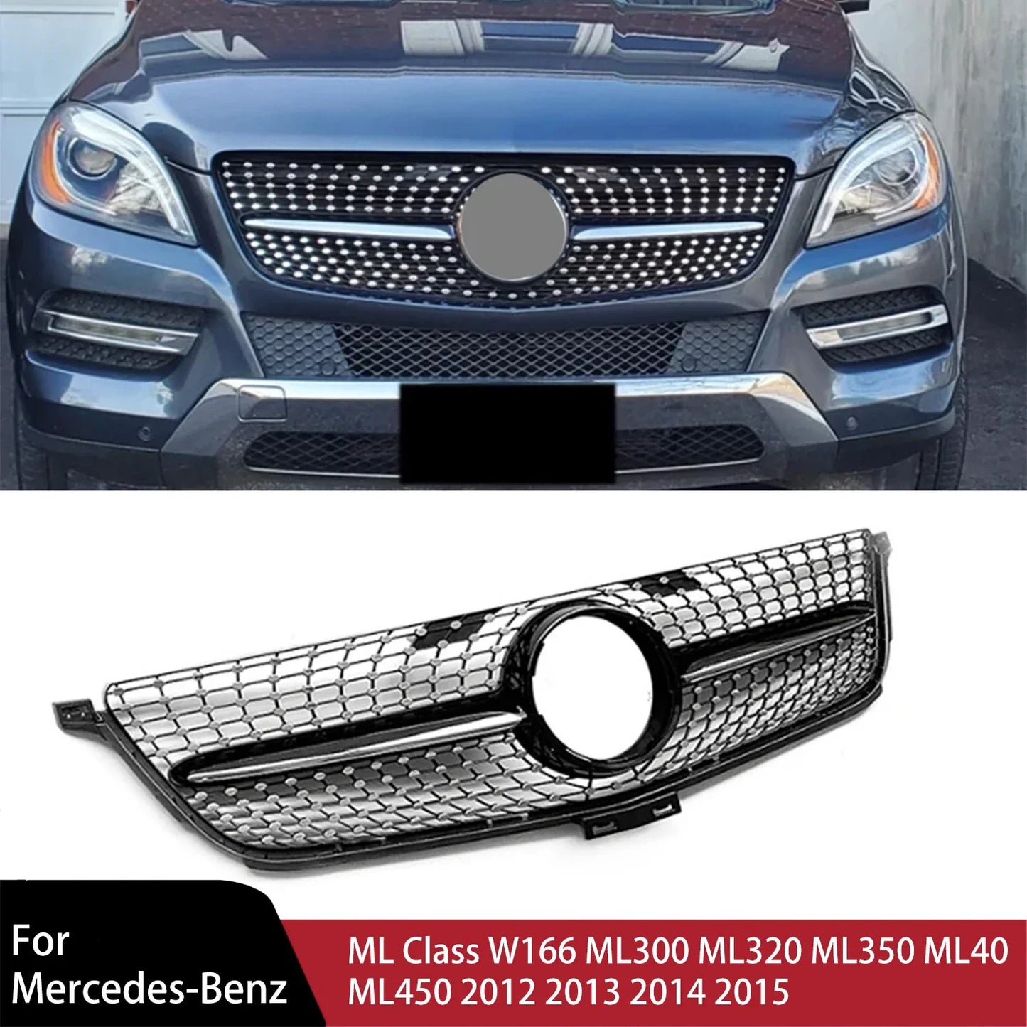 For Mercedes-Benz ML Class W166 ML300 ML320 ML350 ML40 ML450 2012 2013 2014 2015 Front Grille Facelift Grilles Mesh Grill
