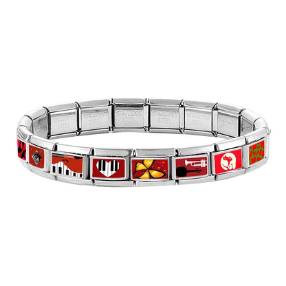 Wholesale Fashion Personalized DIY Red Color Italian Charm Bracelet Watermelon Tomato Bead 9mm Bracelet Stainless Steel Jewelrys