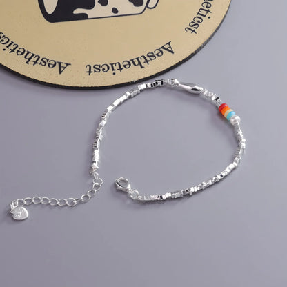 VENTFILLE 925 Sterling Silver Line Extremely Fine Bracelet for Women Love Haert Bead Korean Ins Sweet Jewelry Gift Dropshipping