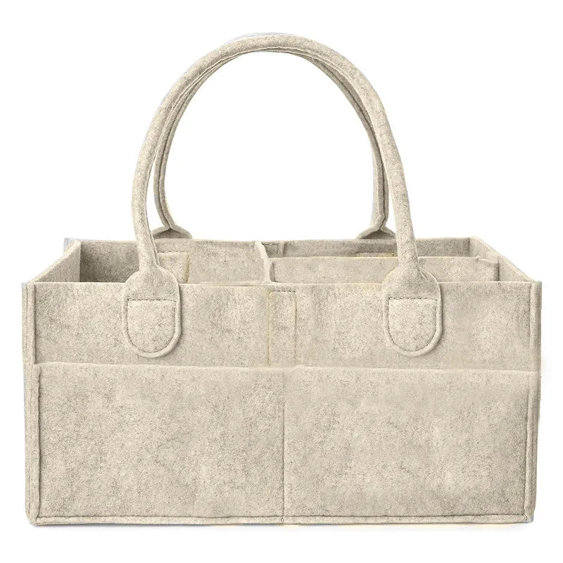 Baby Felt Storage Nursery Organizer Basket Infant Diaper Bag with Handle Caddy Changing Nappy Kids Storage Carrier Large Pocket