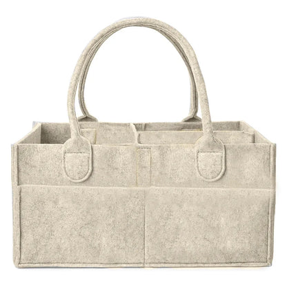 Baby Felt Storage Nursery Organizer Basket Infant Diaper Bag with Handle Caddy Changing Nappy Kids Storage Carrier Large Pocket