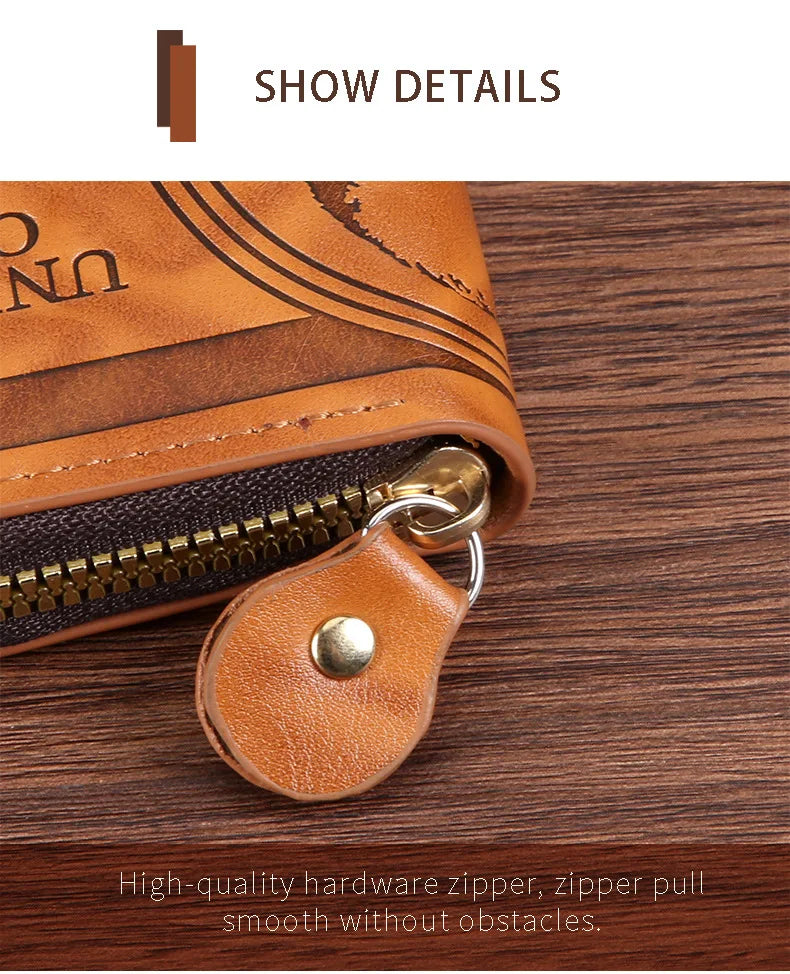 Men Wallet with Zipper 100 US Dollar Pattern Card Holder Coin Pocket Purse Cartera Hombre Carteras