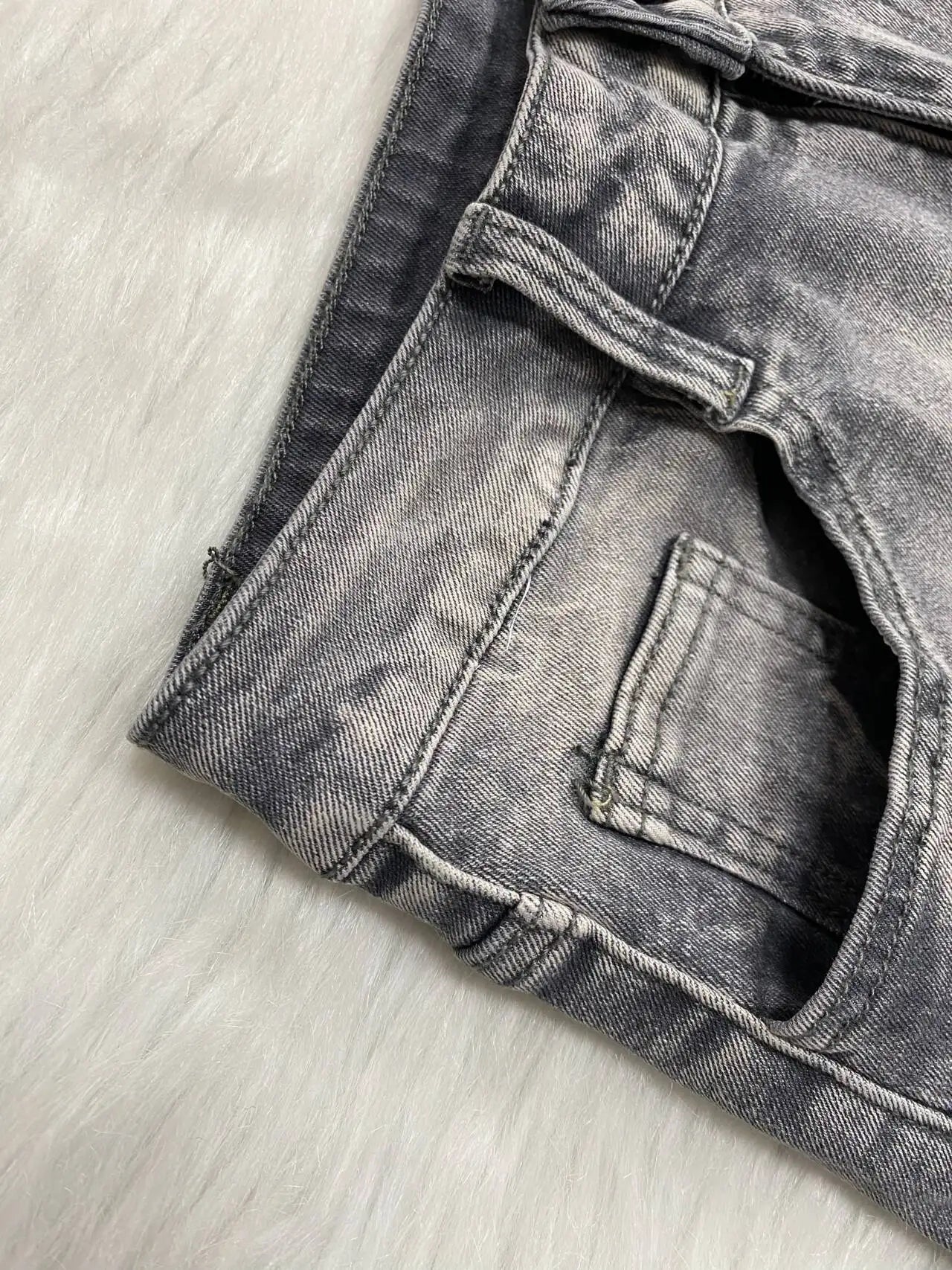 FAGADOER Fashion Straight Washed Denim Woman Solid Color Cargo Pants Patchwork Jeans Trousers Female Y2k Streetwear Bottoms New