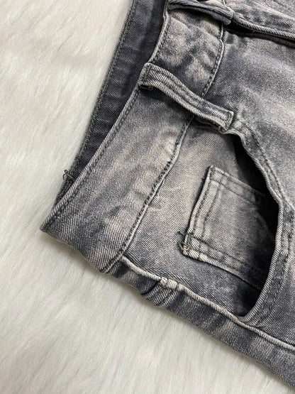 FAGADOER Fashion Straight Washed Denim Woman Solid Color Cargo Pants Patchwork Jeans Trousers Female Y2k Streetwear Bottoms New