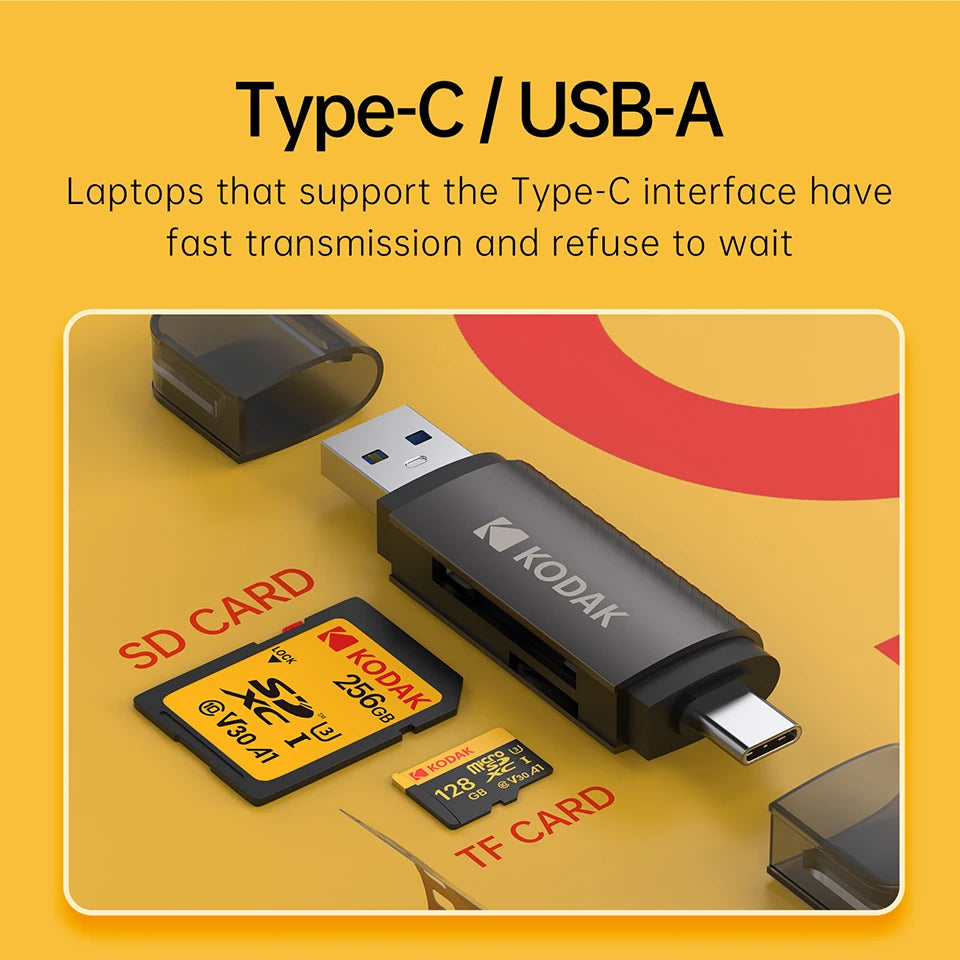 Kodak 4 in 1 Card Reader USB3.0 & Type C Universal Card Adapter Multifunctional adapter for SD Card & Micro sd Card