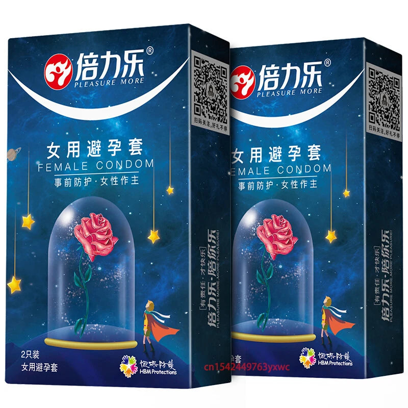 2PCS Female Condoms For Women Wearing Orgasm Latex Rubber women's condoms Male Penis Cock Sleeve Contraceptives For Adults 18+