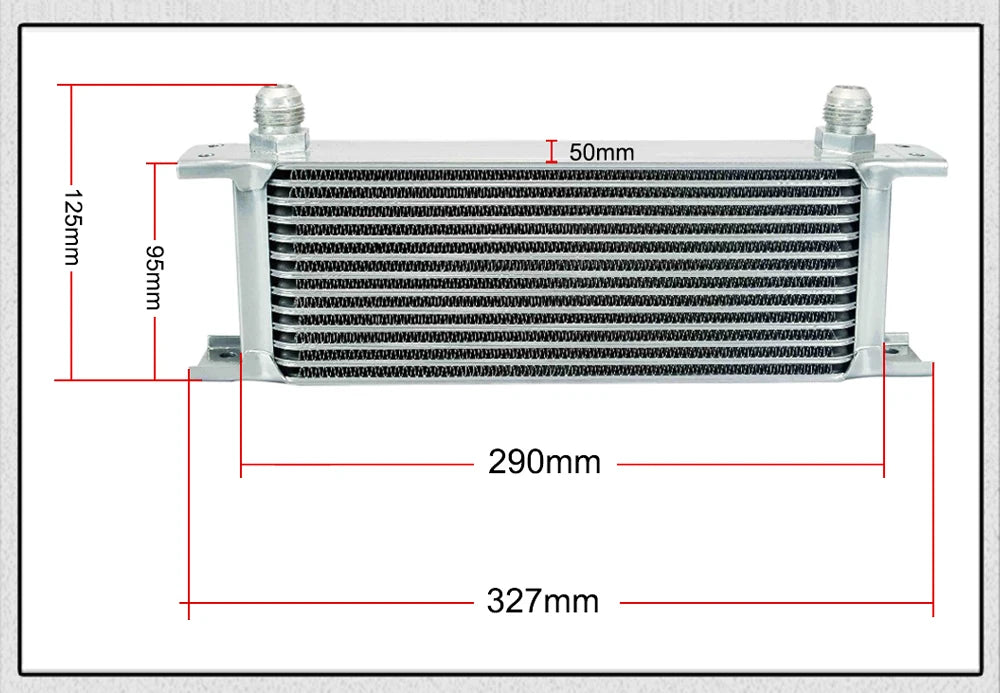 Universal 13 Rows Oil Cooler Kit + Oil Filter Sandwich Adapter + Nylon Stainless Steel Braided An10 Hose W/ PQY Sticker+Box
