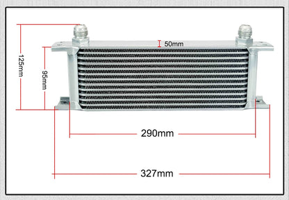 Universal 13 Rows Oil Cooler Kit + Oil Filter Sandwich Adapter + Nylon Stainless Steel Braided An10 Hose W/ PQY Sticker+Box