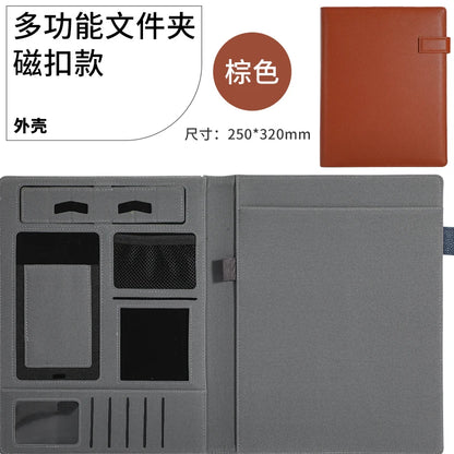 A4 Multifunctional Meeting Folder | Leather - like Finish. Organize Phone, Cards & Notes. Ideal for Business & Productivity!