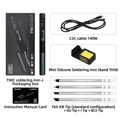 ALIENTEK T90 Smart Soldering Iron PD 3.1140W Portable Digital Display 80-450℃ PCB Precision Soldering Iron Repair Tool Kit