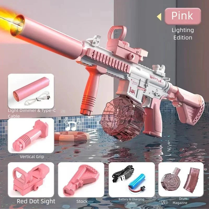 Hot-Selling M416 Electric Water Gun, Rechargeable High-Speed Continuous Water Spray Toy, Long-Range Water Play Toy, Suitable for Summer Swimming Pools, Parties, Beach Activities, Birthdays, Travel Souvenirs, Graduations, Part