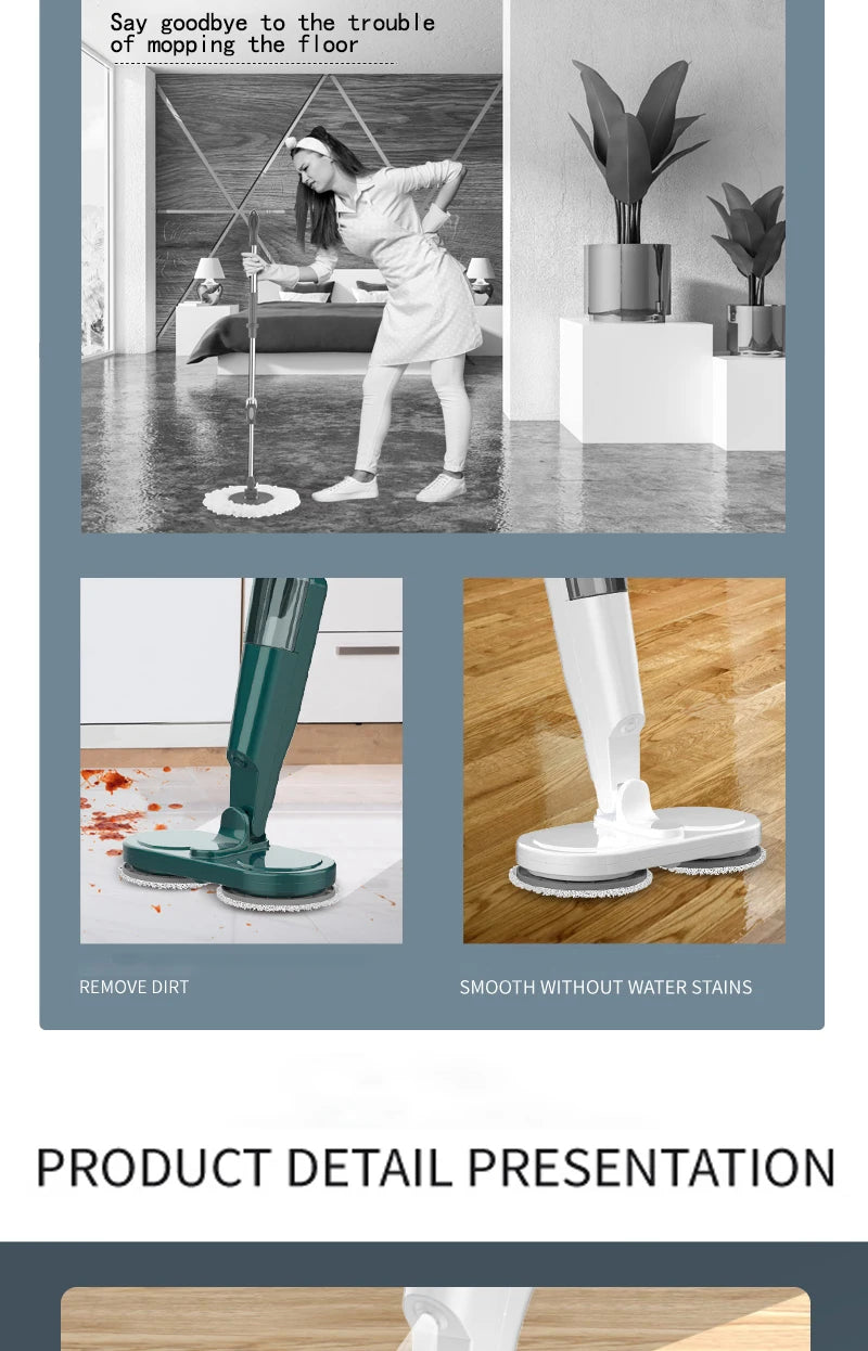 Wireless Electric Spin Mop Cleaner Automatic 2 in 1 Wet & Dry Home Cleaner Car Glass Ceiling Door Windows Floor Scrubber Machine