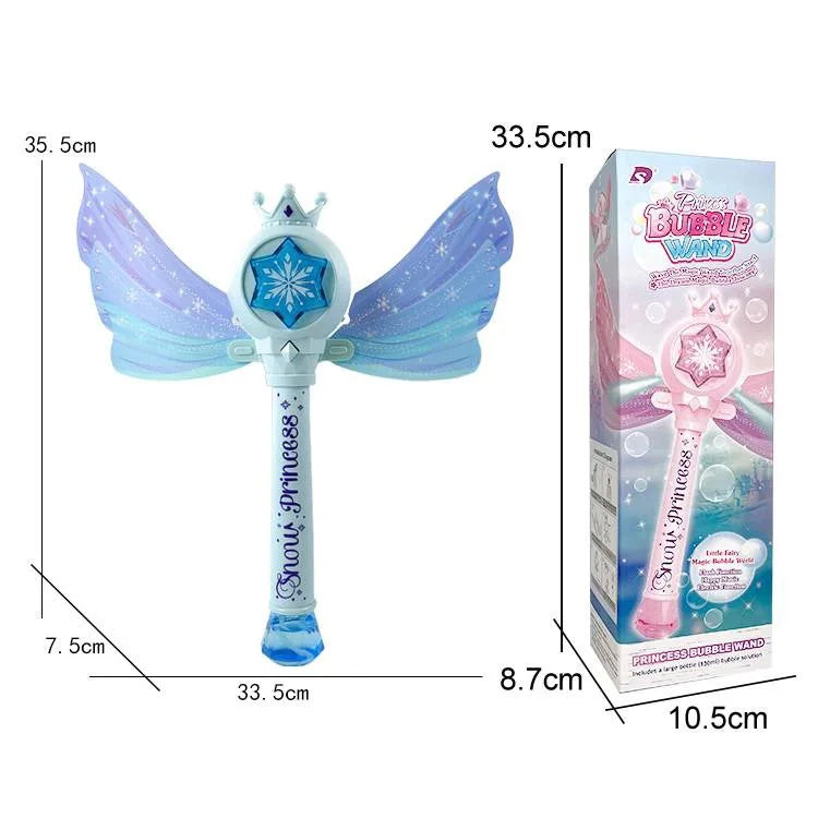 Children's Bubble Machine, Glowing Princess Bubble Stick, with Music and Detachable Wings, Outdoor Indoor Garden Party Toy
