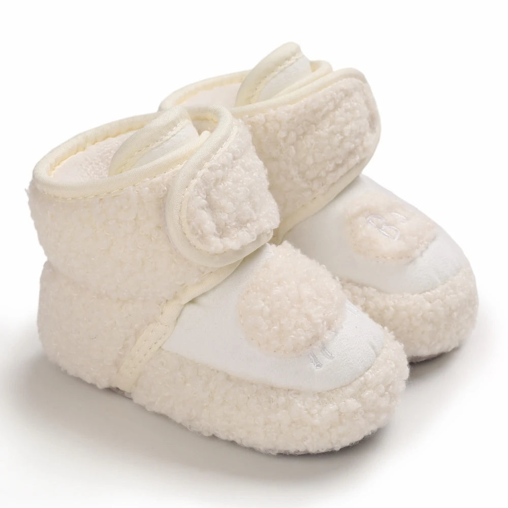 2022 Baby Autumn Winter Boots Baby Girl Boys Winter Warm Shoes Solid Fashion Toddler Fuzzy Balls First Walkers Kid Shoes 0-18M
