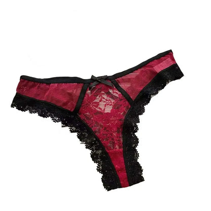 Breathable Patchwork Mesh Floral Bowknot Panties Ruffle Thong Lace Flower Transparent Briefs Low Waist Hollow Out Lady