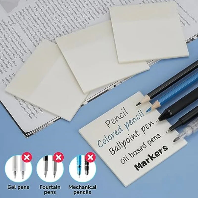 Transparent Sticky Note Pad, 3 Different Size See Through Clear Sticky Notes, Waterproof Memo Pad, PET Reminder Note