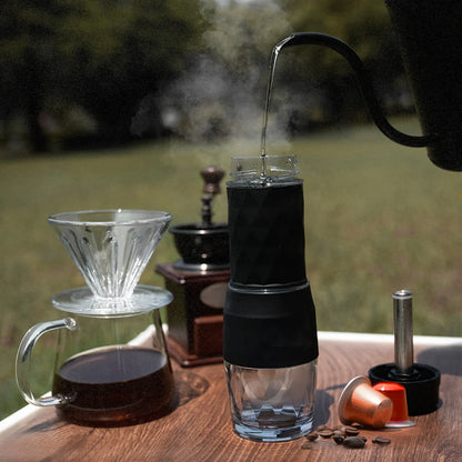 HOMEFISH 3 In1 Portable Coffee Machine Hot/Cold Water Manual Espresso Maker For Capsule & Ground Hand Press Brewer hiking Travel