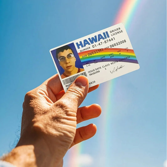 1PCS Novel PVC driver's license cards for Hawaii, prank party supplies, holiday gifts, durable party props