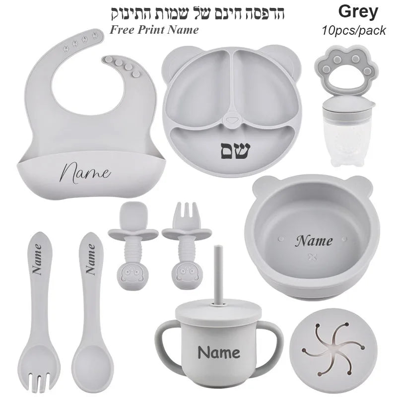 Baby Feeding Set Suction Cup Bowl Personalized Children's Tableware Set Baby Biting Toy Fruit Bear Plate Bowl Infant Cup Feeder