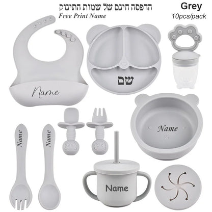 Baby Feeding Set Suction Cup Bowl Personalized Children's Tableware Set Baby Biting Toy Fruit Bear Plate Bowl Infant Cup Feeder
