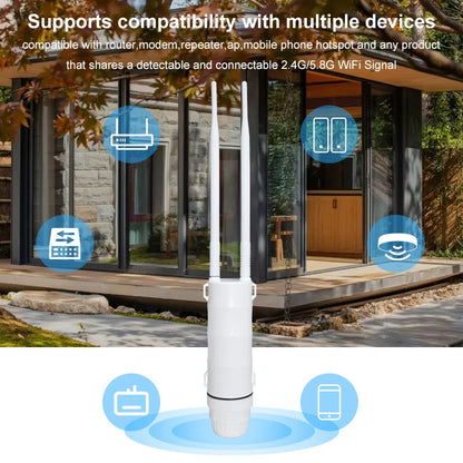 KuWFi AC1200 Outdoor CPE Router 1200Mbps 2.4G 5G Dual Band Wireless Wi-Fi Gigabit RJ45 Port Detachable Antennas 48V POE Repeater