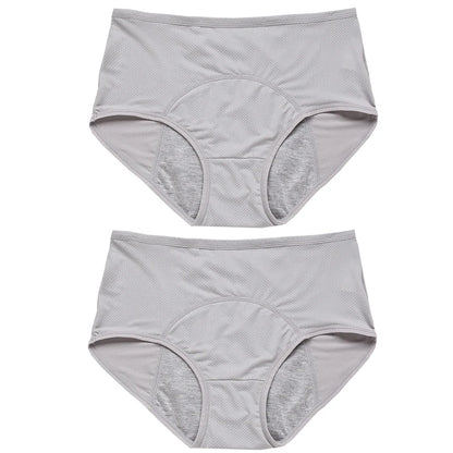 2pcs Women's Physiological Briefs Girl Menstrual Panties Ladies Period Leak Proof Panty Mid Waist Ice Silk Underwear