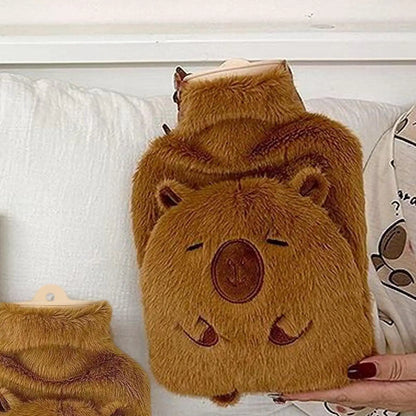 2025 Capybara Shape Hot Water Bottle 1000ml Capacity Long-Lasting Heat Retention For Neck Back Shoulder, Home Travel Camping Use