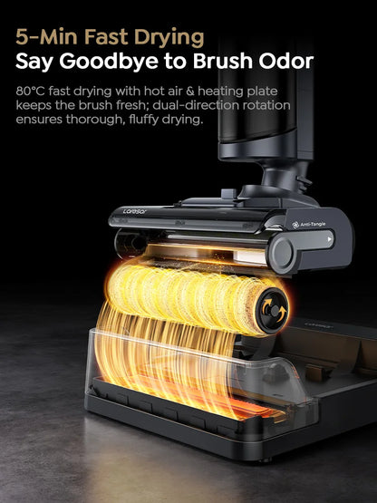 Laresar S7 Pro Cordless Wet Dry Vacuum Cleaner Mop, Lay-Flat 5-Min Drying 80°C Hot Wash 19000 Pa 50min Runtime Home Floor Washer